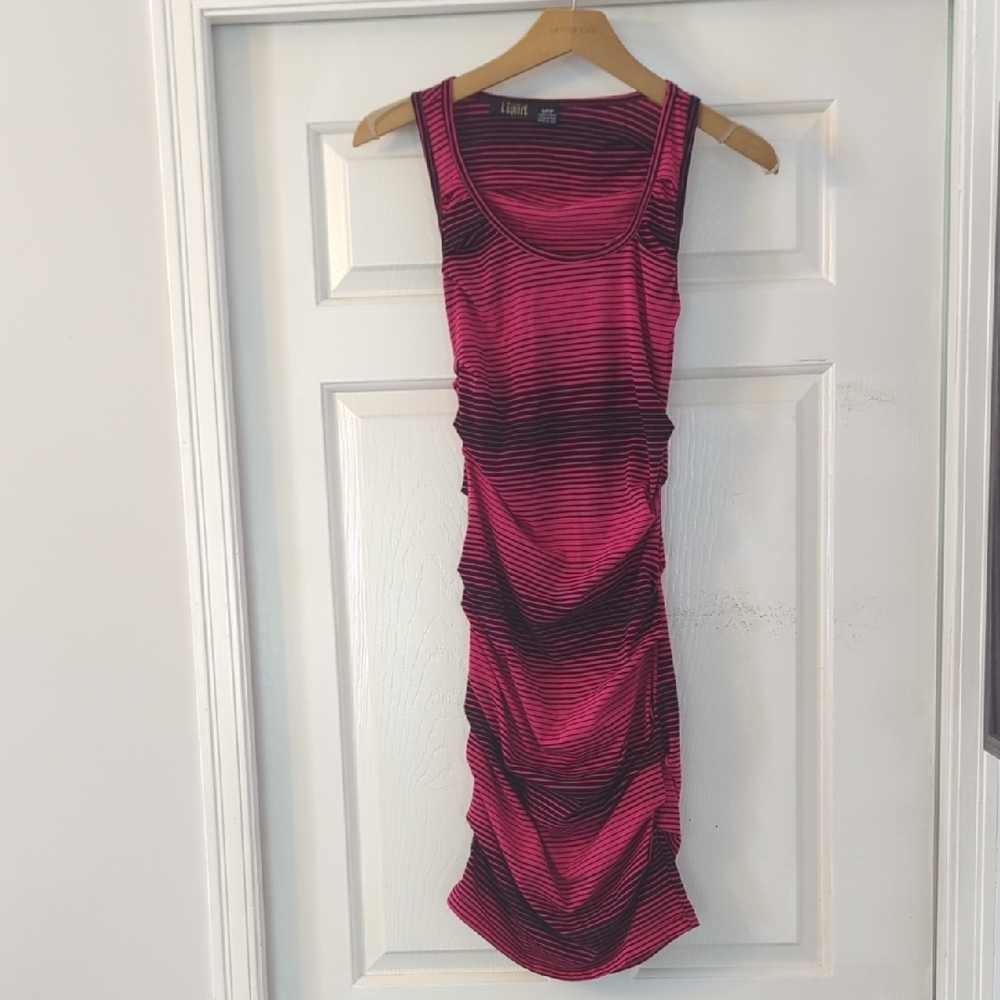 Pink and Black Striped Women's Dress